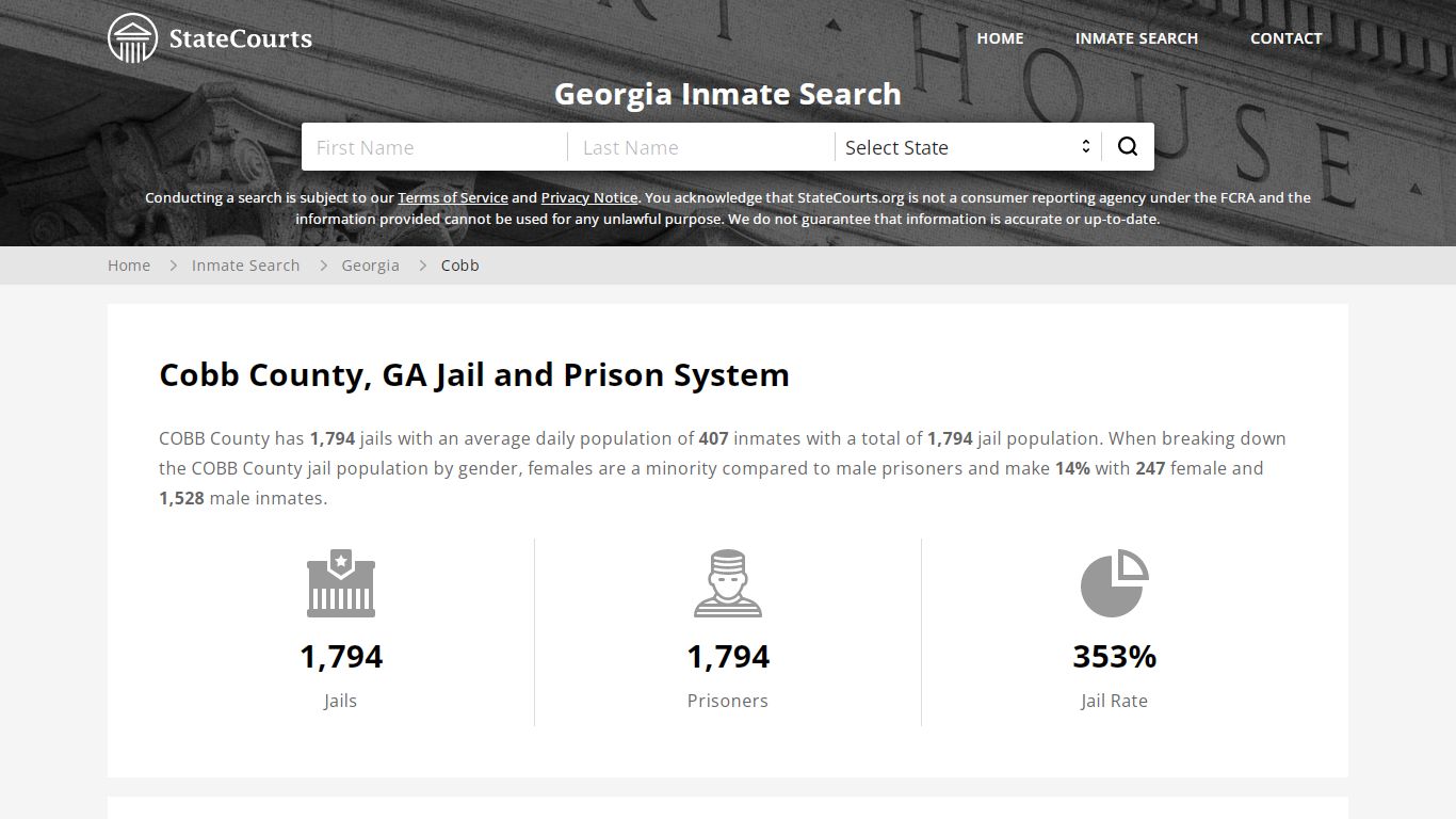 Cobb County, GA Inmate Search - StateCourts